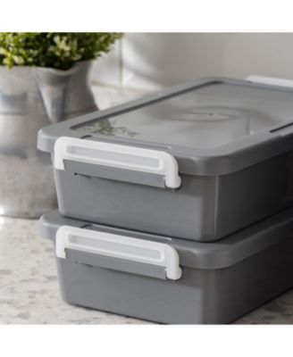 USA 2.7 Qt. Plastic Storage Bins with Lids, Secure Latch, Gray 4Pk