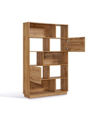 8-Shelf and 2-Cabinet Tall Bookcase with Doors