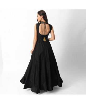 Women's Raw Silk Hand Embroidered Gown