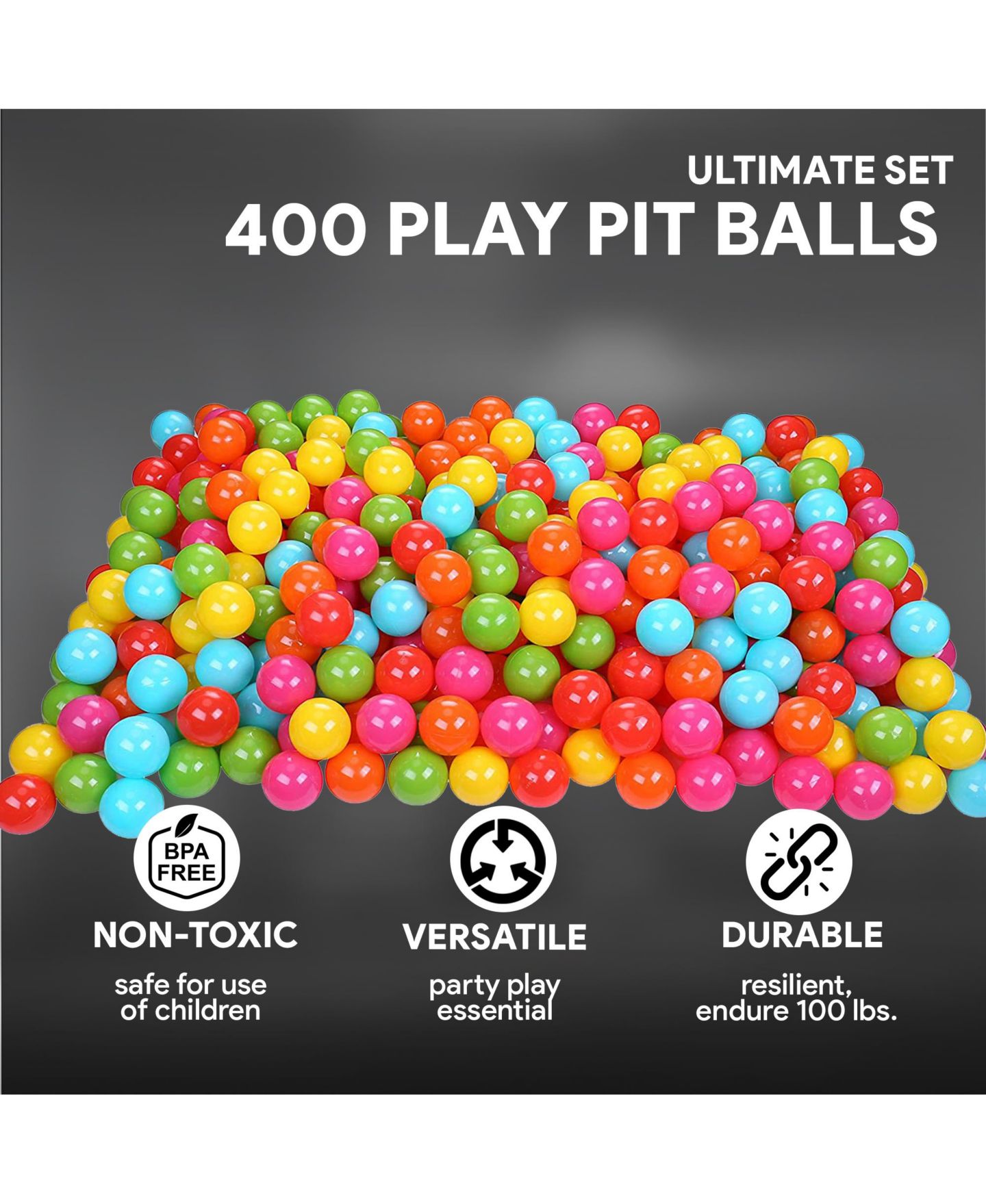 Детские игрушки BalanceFrom Fitness 2.3" Crush-Proof Play Pit Balls, 400-Piece, Ages 3+ — фото 5