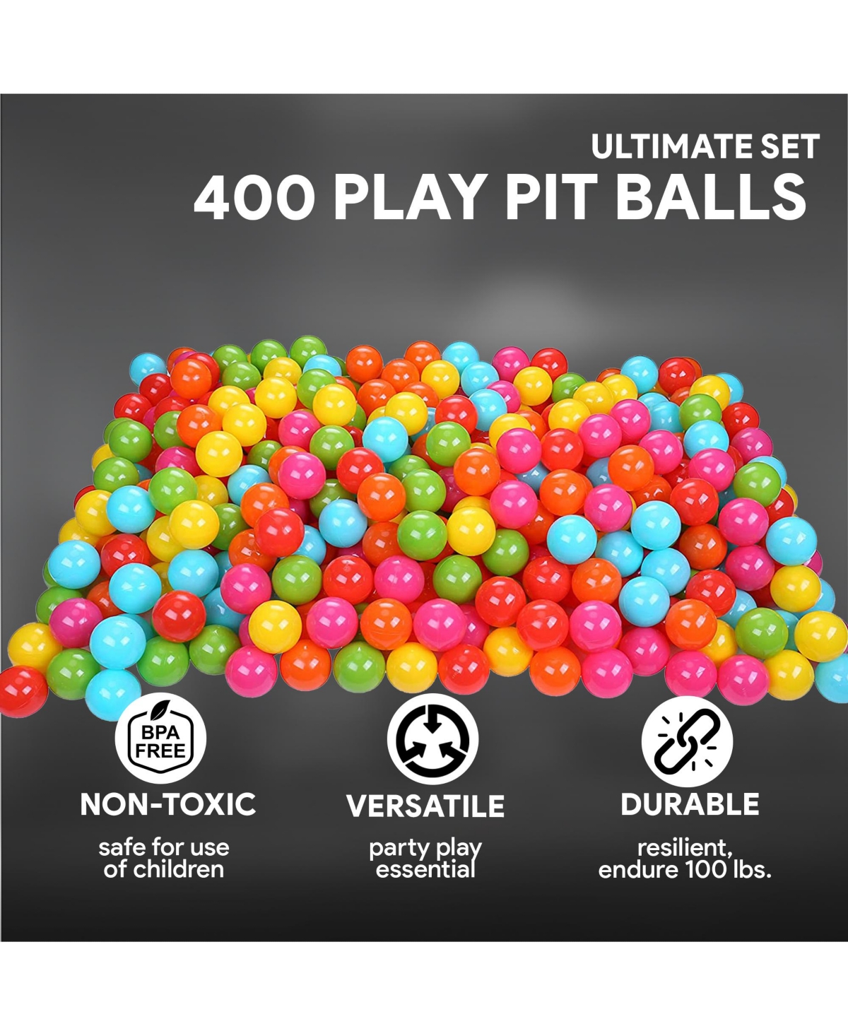 BalanceFrom Fitness 2.3 In Crush Proof Play Pit Balls w/ Storage Bag,- Multicolor