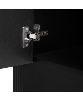 Striped Storage Cabinet with 4 Doors , Adjustable, Suitable for Study,Entrance and Living Room