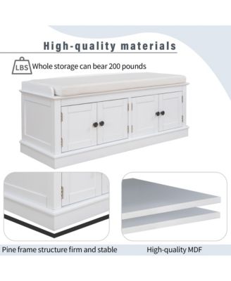 Multi-Use Storage Bench – 4-Door Organizer Cabinet with Shelves for Hallway, Bedroom, or Mudroom