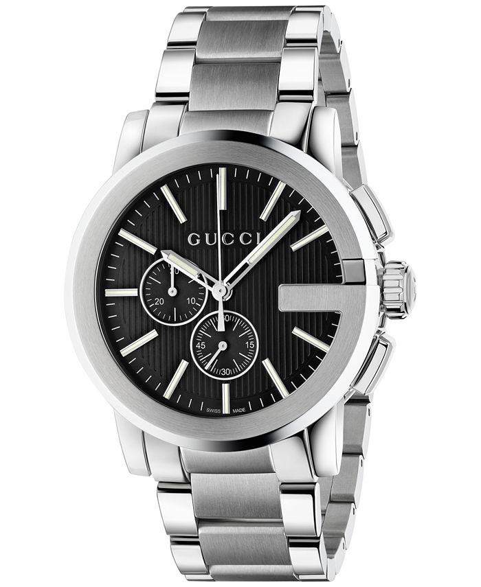 Gucci Men's Swiss Chronograph Stainless Steel Bracelet Watch 44mm & Reviews All Fine Jewelry - Jewelry & Watches - Macy's