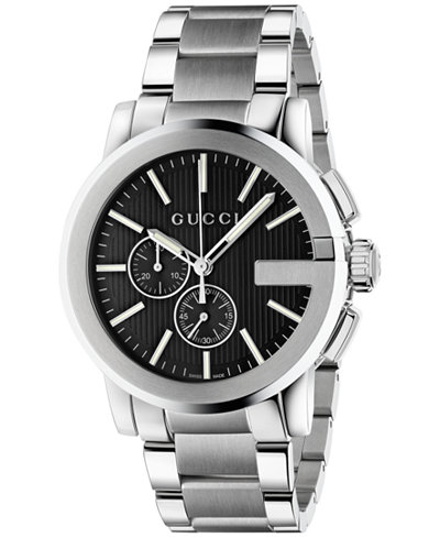 Gucci Men's Swiss Chronograph Stainless Steel Bracelet Watch 44mm YA101204