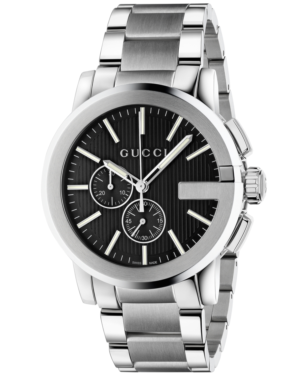 Shop Gucci Men's Swiss Chronograph Stainless Steel Bracelet Watch 44mm In Sliver