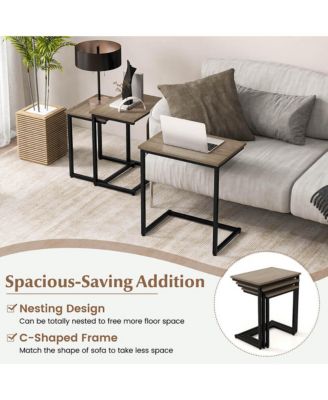 3 Pcs Nesting Coffee End Table Set Stacking Side Nightstand Living Room Rustic