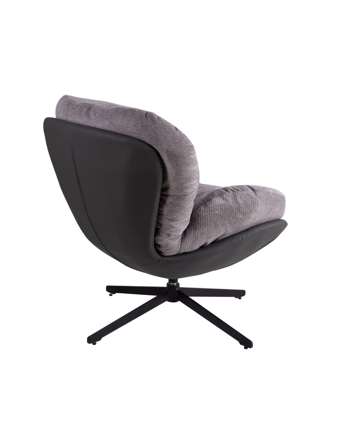 Streamdale Furniture 360° Swivel Accent Chair, Modern Chenille Lounge Chair with Faux Leather andMetal Base Frame, Comfortable Reading Cha