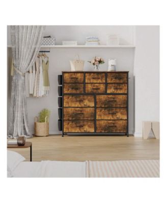 Dresser For Bedroom With 12 Drawer, Dressers & Chests Of Drawers For Hallway, Entryway, Storage Organizer Unit With Fabric, Sturdy Metal Frame, Wood Tabletop