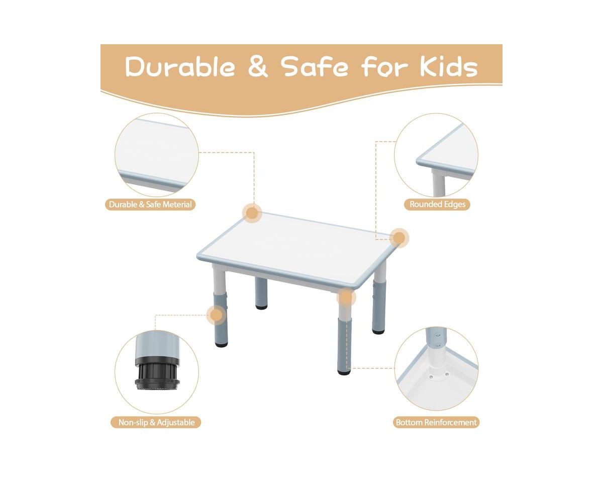 gaomon Kids Table and Chair Set, Height Adjustable Toddler Table and 4 Chairs Set for Ages 2-10, Graffiti Desktop, Non-Slip Legs, Arts & Crafts Table