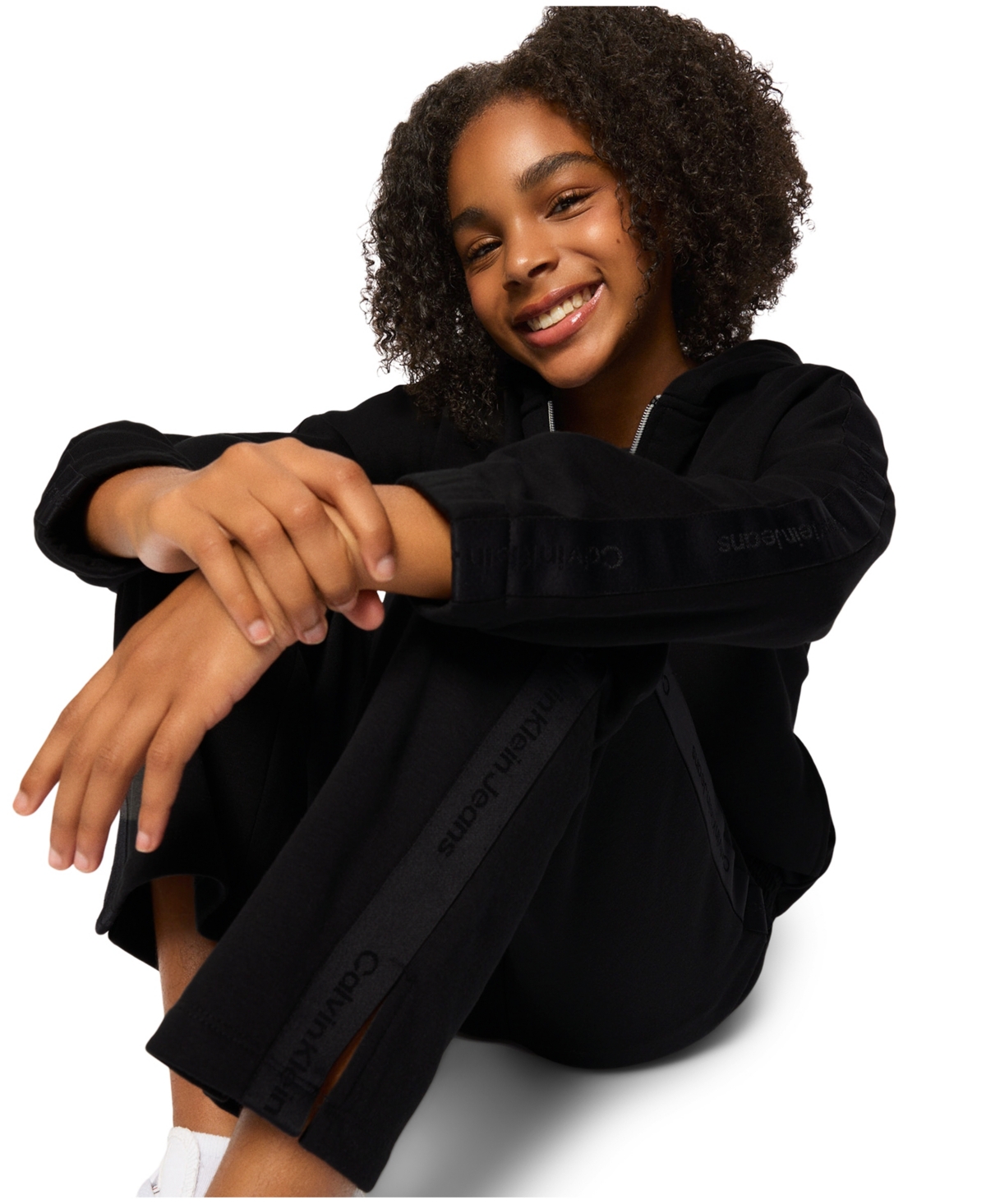 Calvin Klein Big Girls Shimmer Zip Hoodie