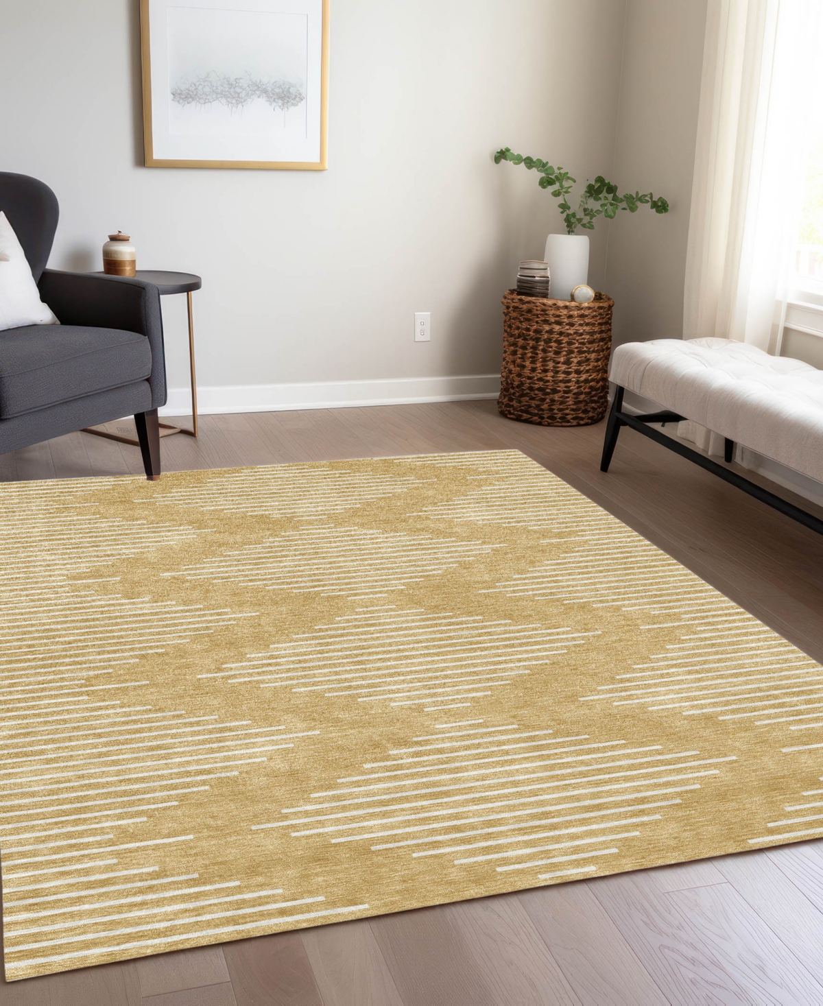 Addison Chantille Machine Washable Acn1016 8'x10' Area Rug In Gold