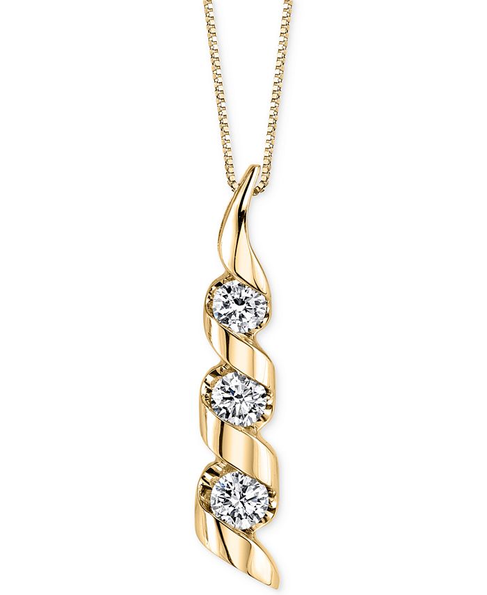 Macy's - Sirena Diamond Swirled Pendant Necklace (1/2 ct. t.w.) in 14k Yellow or White Gold