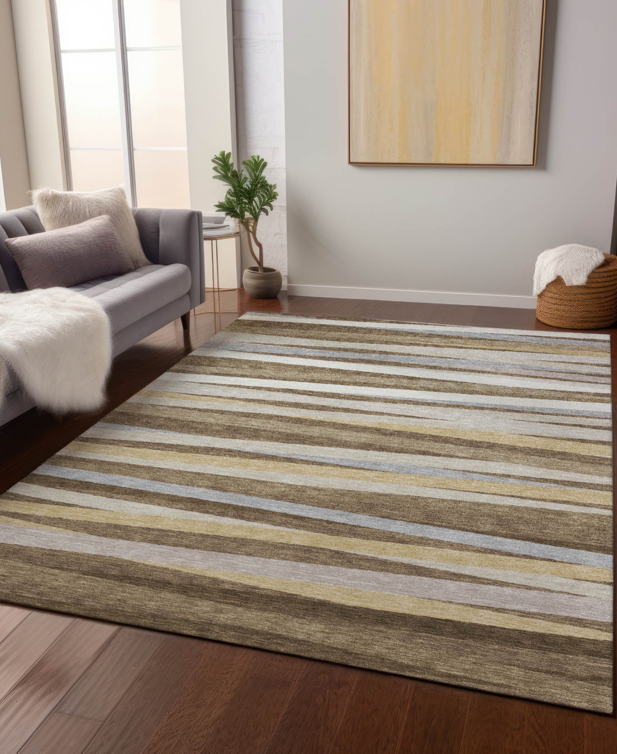Addison Chantille Machine Washable Acn997 9'x12' Area Rug In Brown