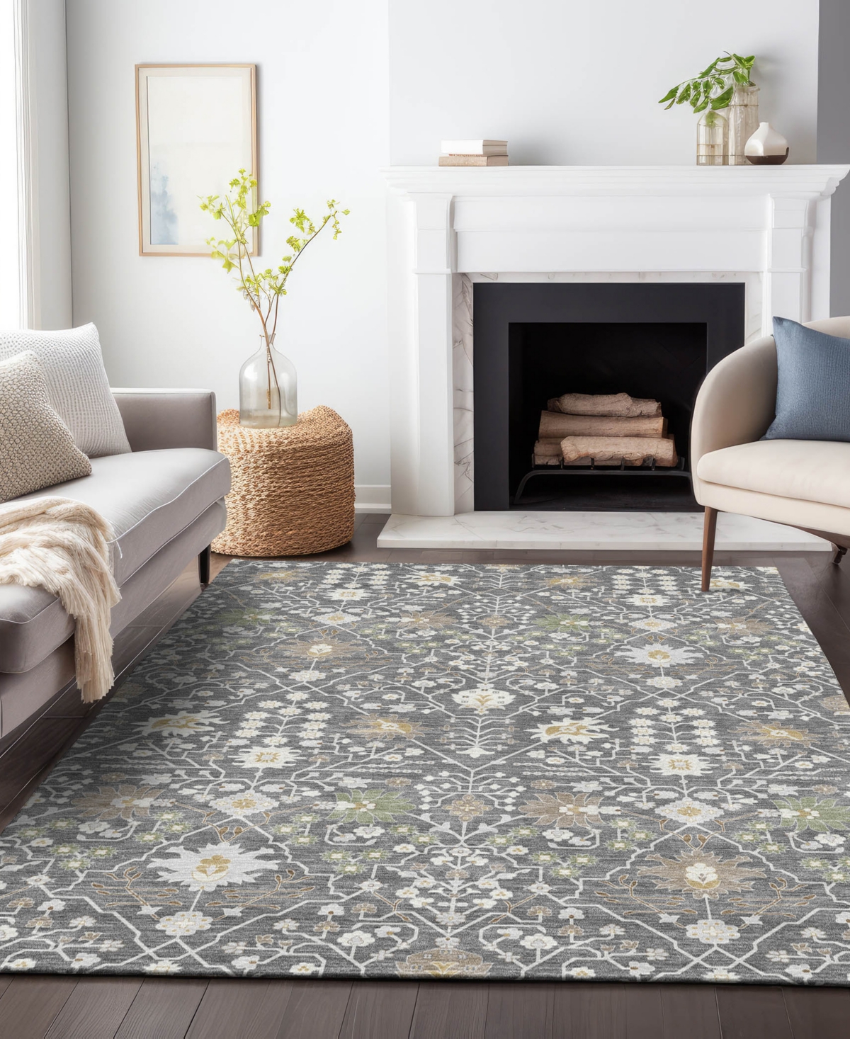 Addison Chantille Machine Washable Acn1009 9'x12' Area Rug In Charcoal