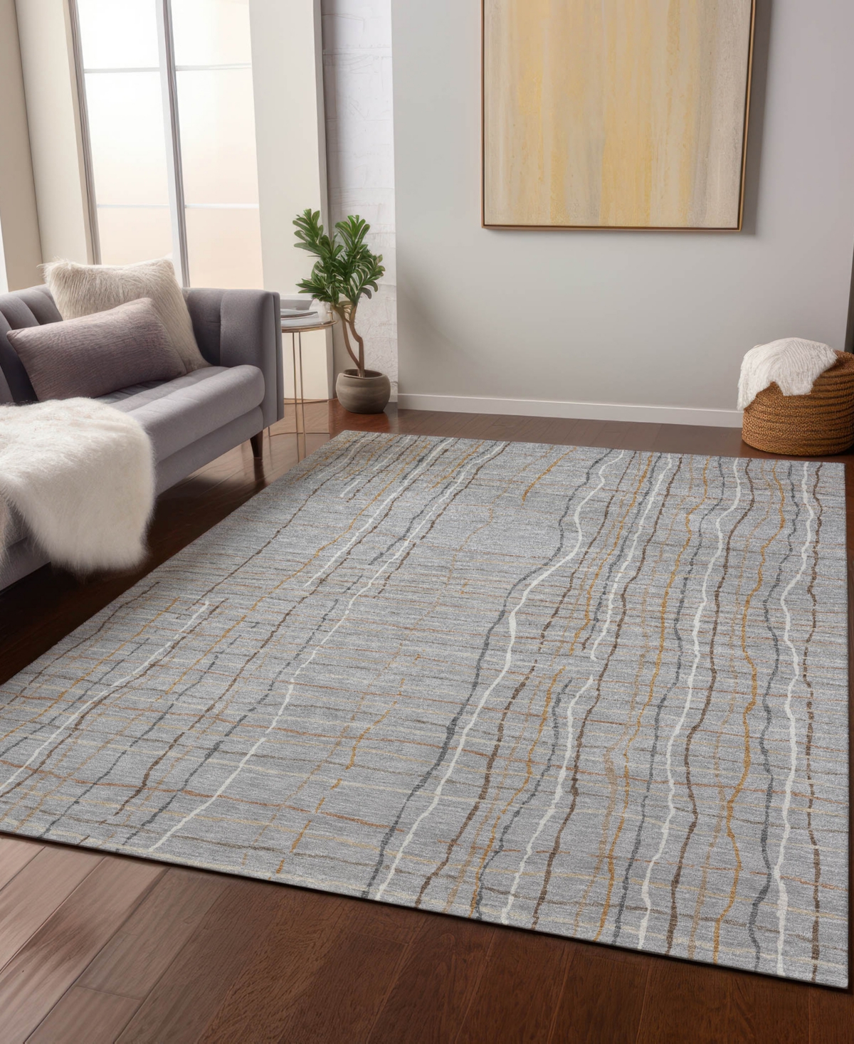 Addison Chantille Machine Washable Acn998 5'x7'6" Area Rug In Gray
