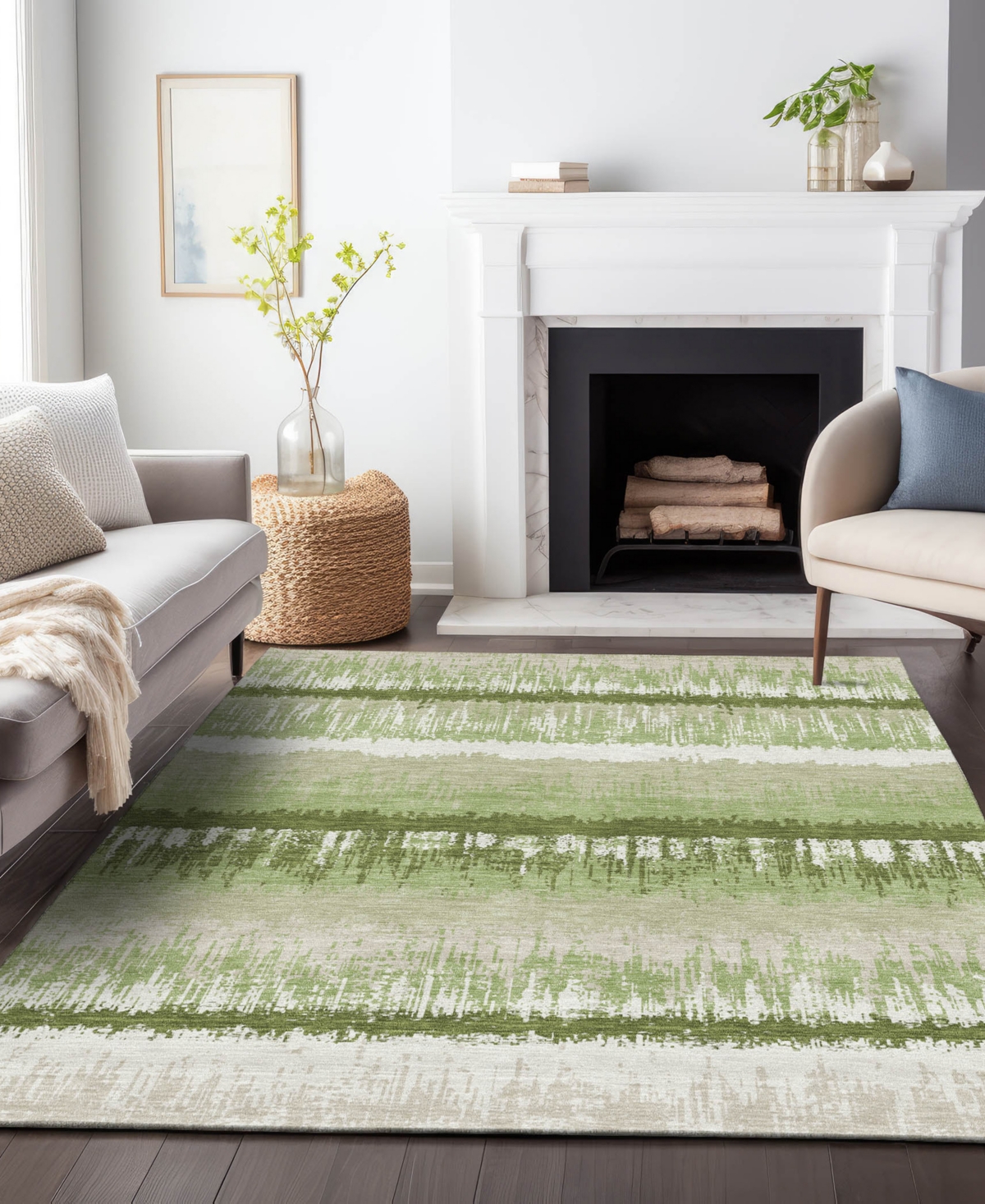 Addison Chantille Machine Washable Acn1013 5'x7'6" Area Rug In Grass