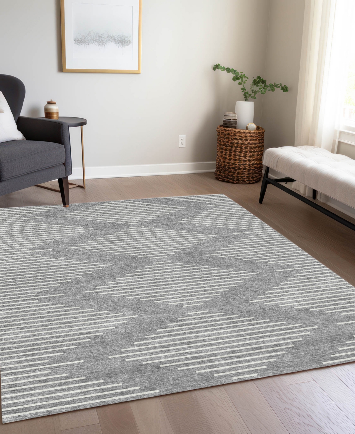 Addison Chantille Machine Washable Acn1016 3'x5' Area Rug In Gray