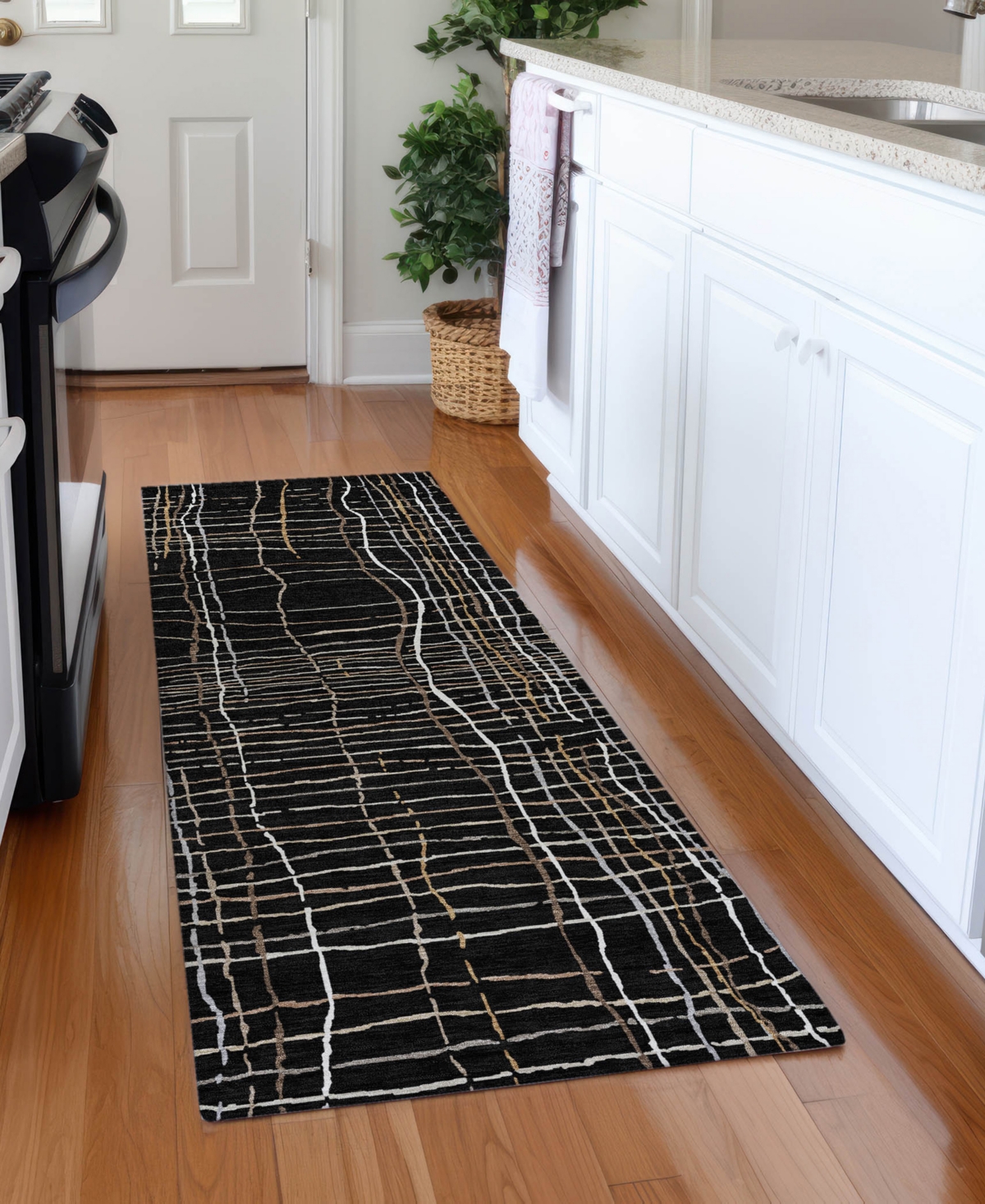 Addison Chantille Machine Washable Acn998 2'3"x7'6" Runner Area Rug In Black
