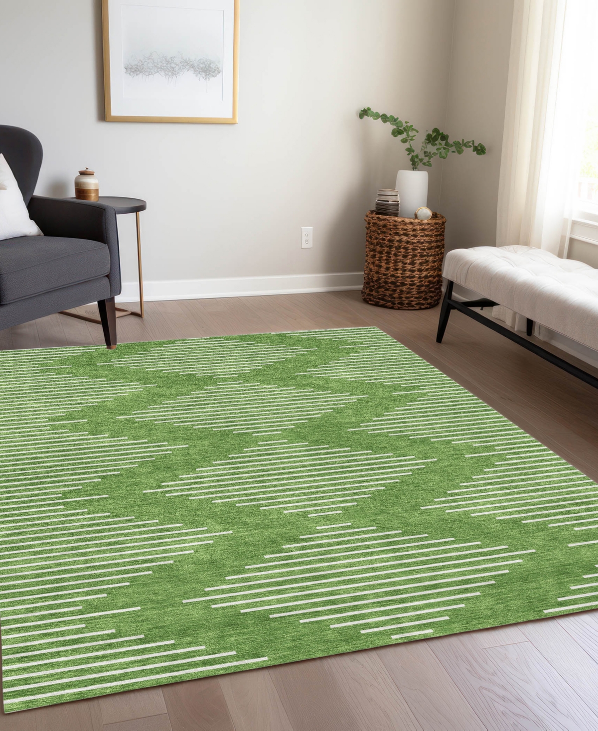 Addison Chantille Machine Washable Acn1016 10'x14' Area Rug In Green