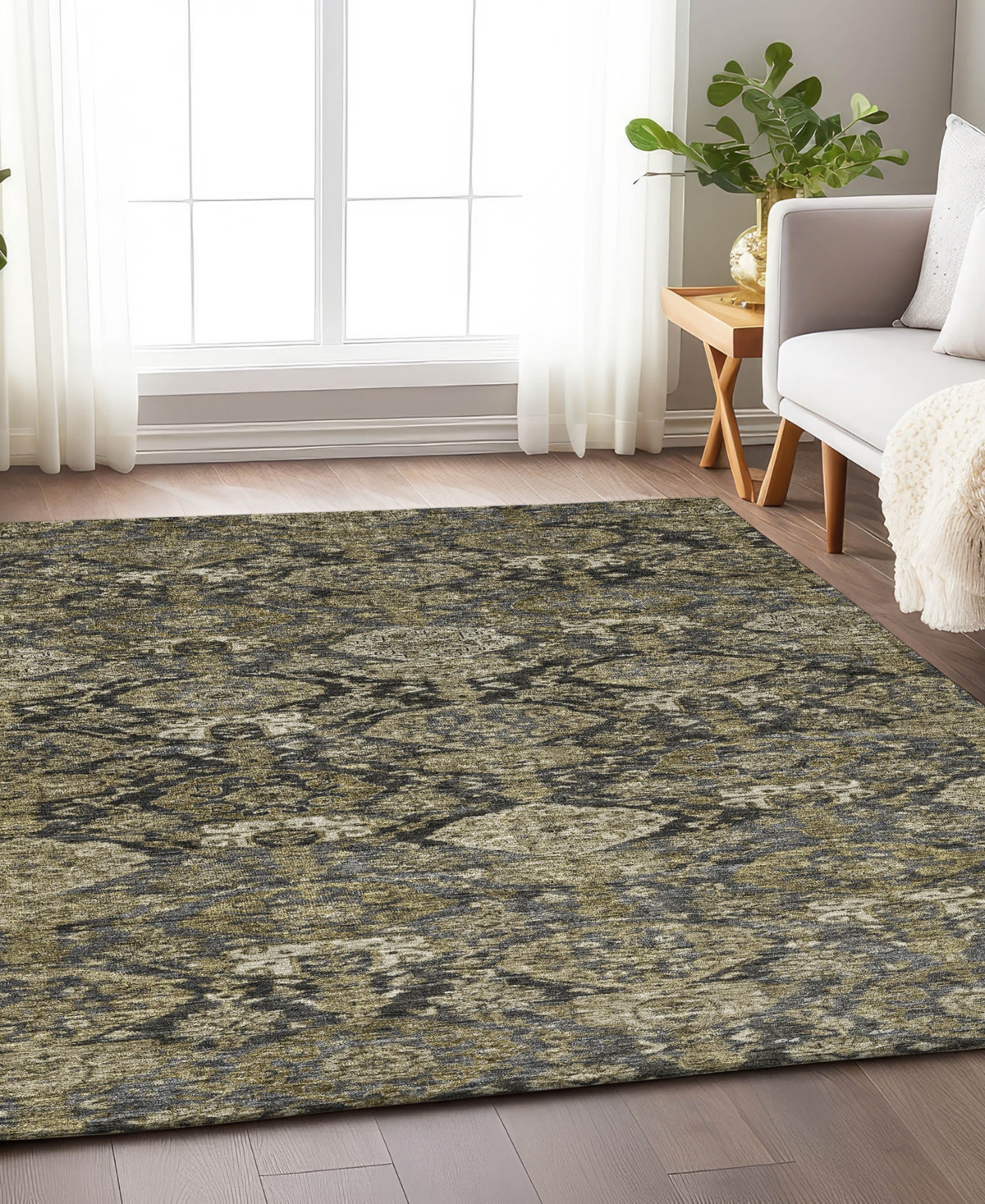 Addison Chantille Machine Washable Acn1084 9'x12' Area Rug In Charcoal