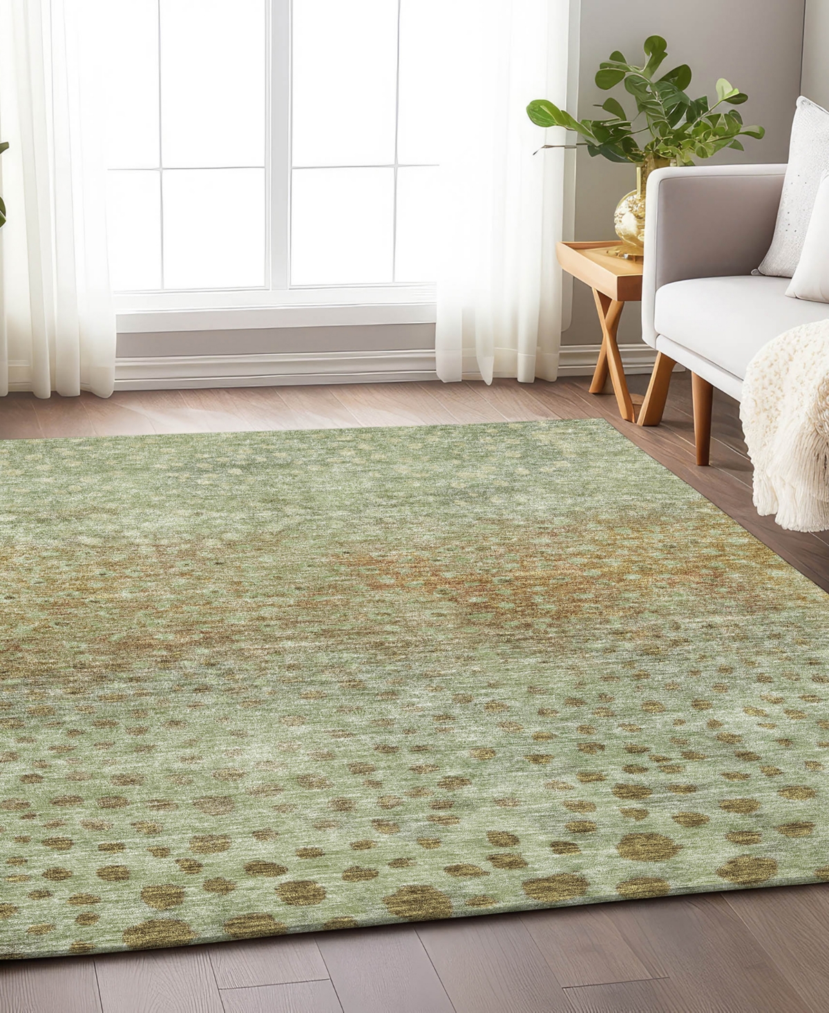 Addison Chantille Machine Washable Acn1074 5'x7'6" Area Rug In Grass