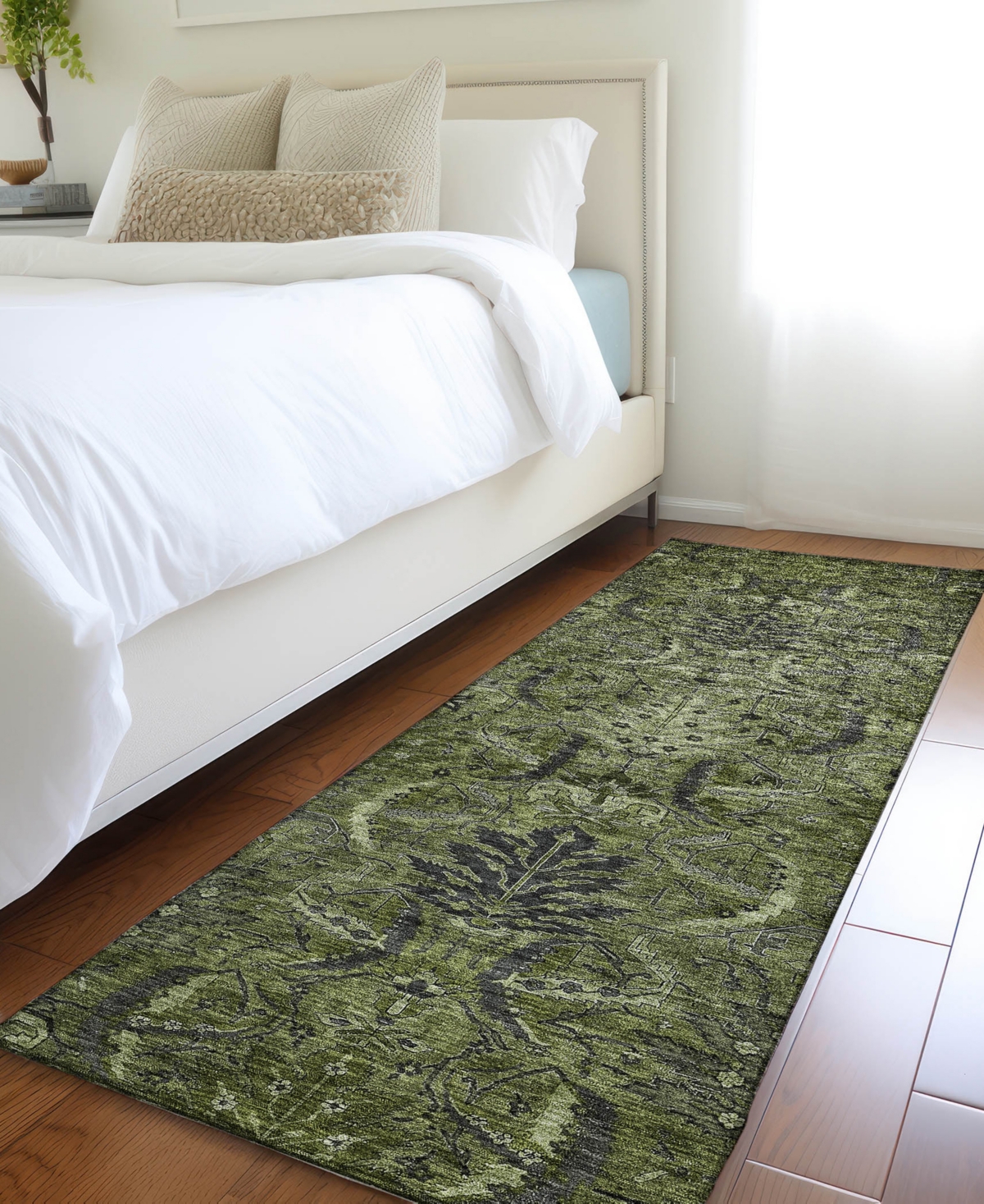 Addison Chantille Machine Washable Acn1082 2'3"x7'6" Runner Area Rug In Olive