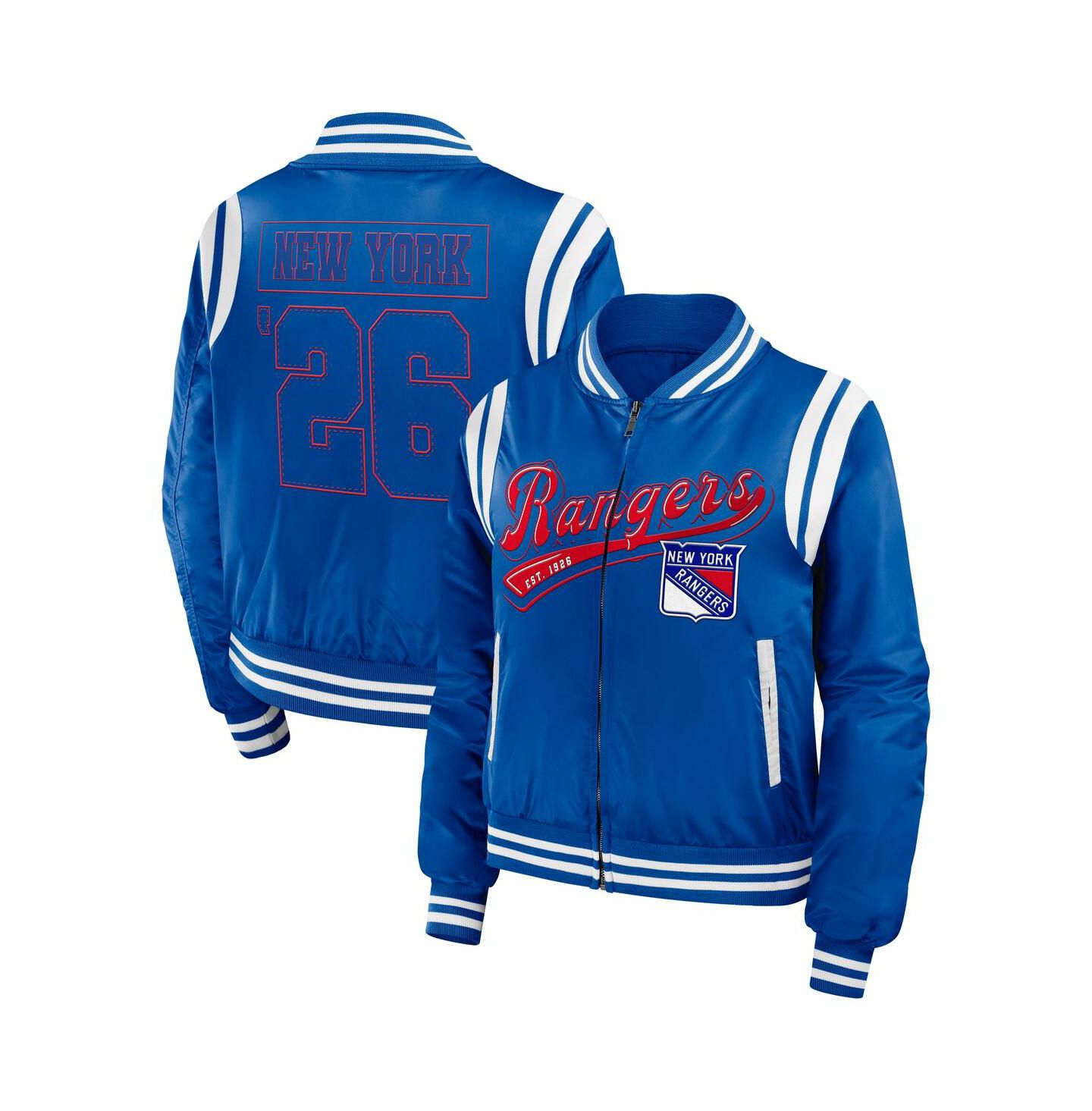 Женская куртка WEAR by Erin Andrews Blue New York Rangers Baller Full-Zip Bomber — фото 1