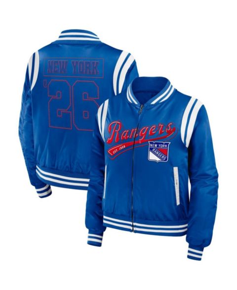 Женские куртки WEAR by Erin Andrews Women's Blue New York Rangers Baller Full-Zip Bomber Jacket