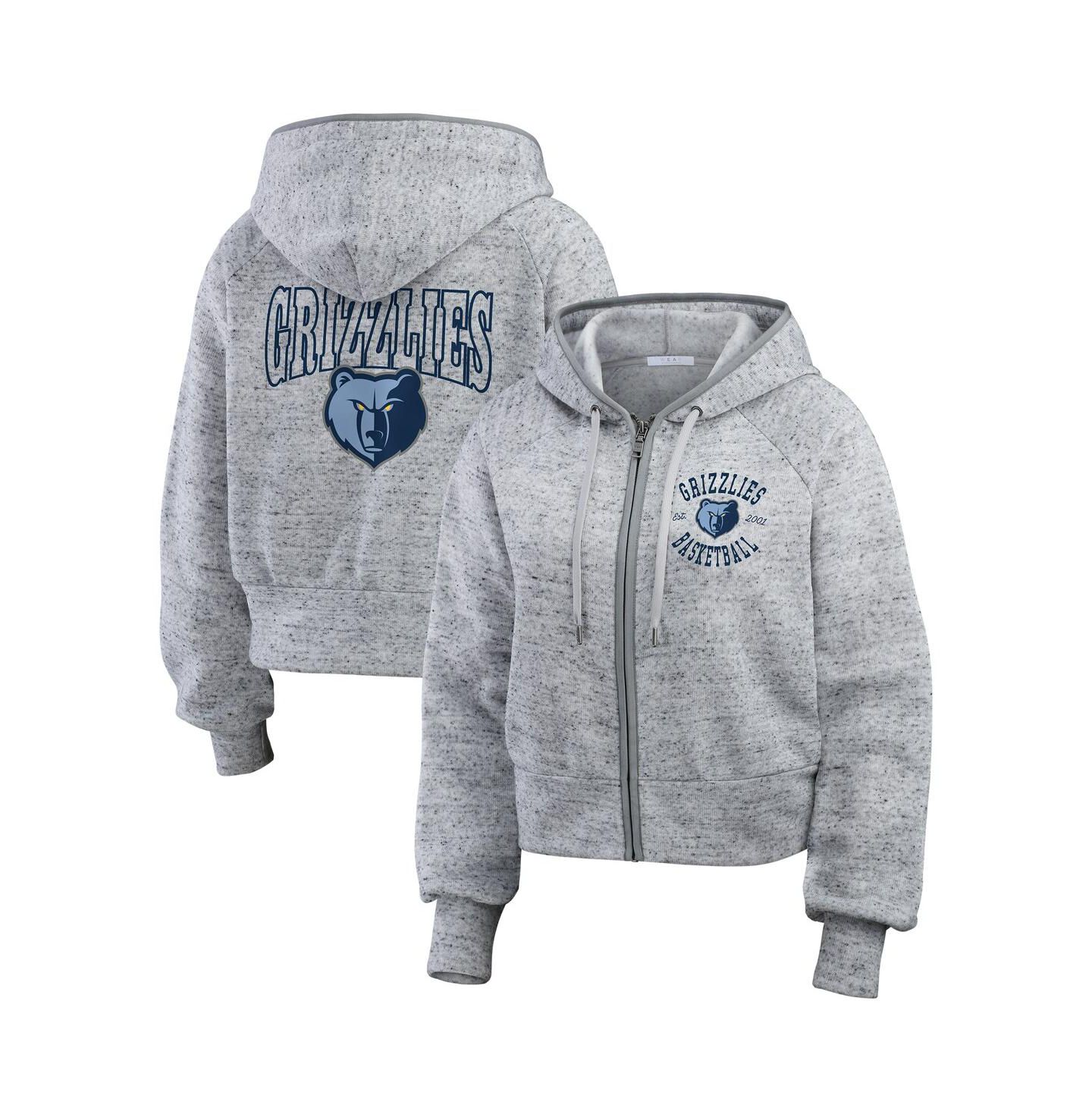 Женское худи WEAR by Erin Andrews Heather Gray Memphis Grizzlies Speckled Radiator Full-Zip — фото 1