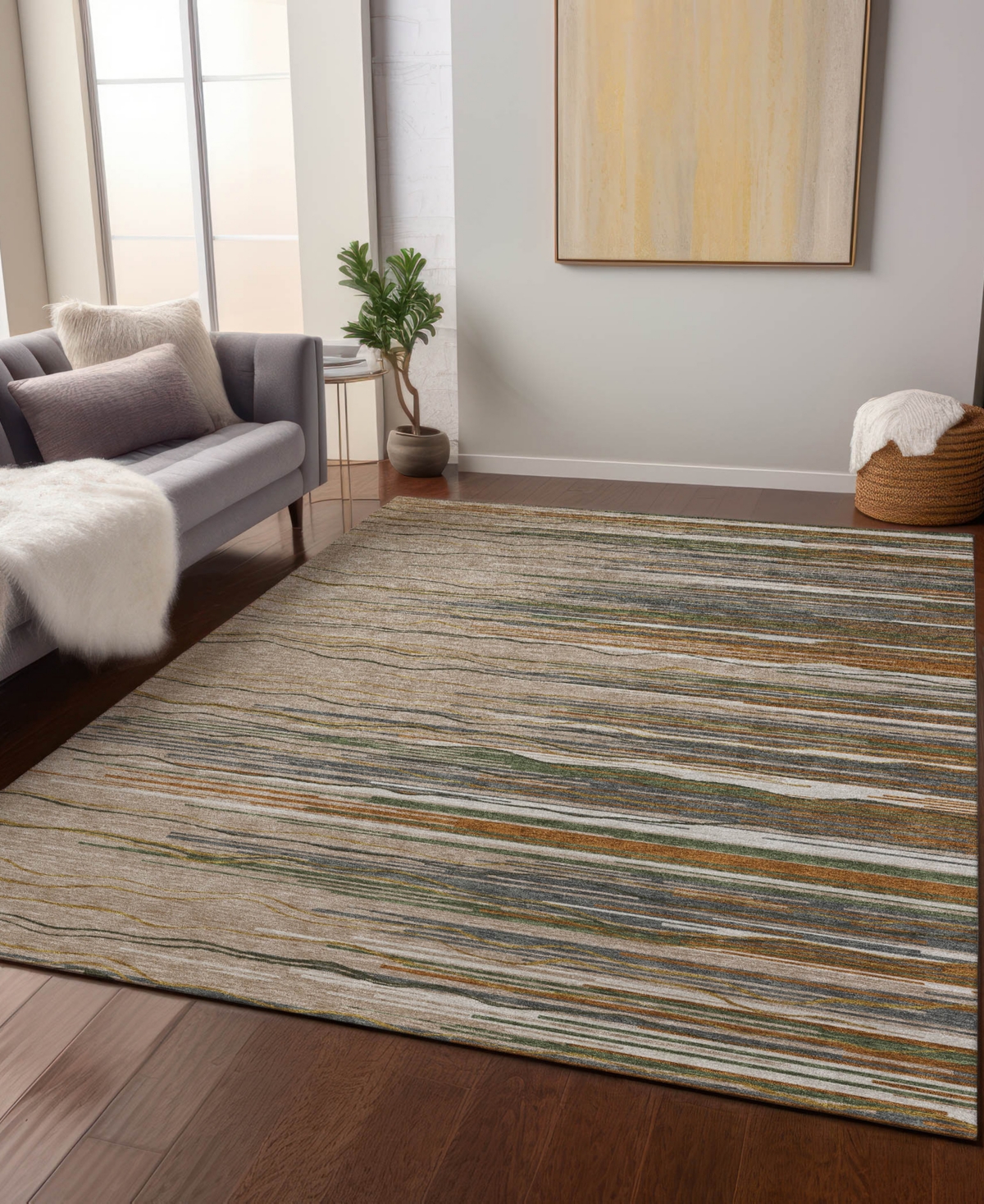 Addison Chantille Machine Washable Acn996 8'x10' Area Rug In Taupe