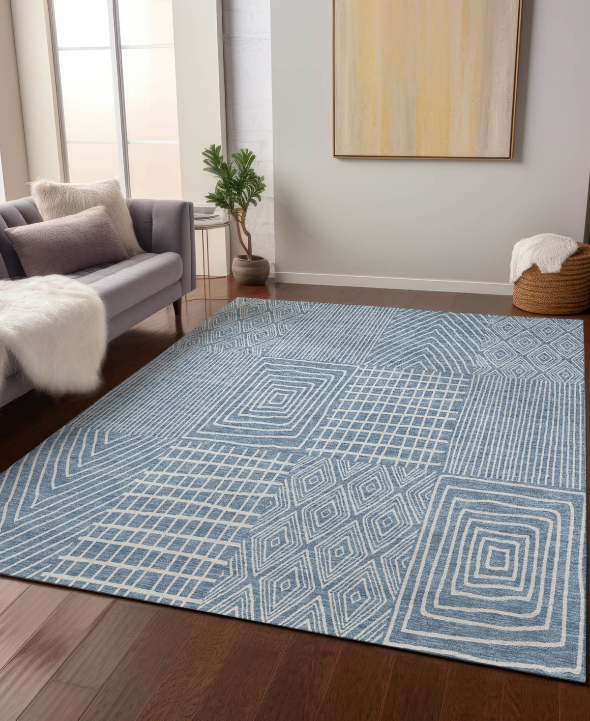 Addison Chantille Machine Washable Acn990 8'x10' Area Rug In Denim