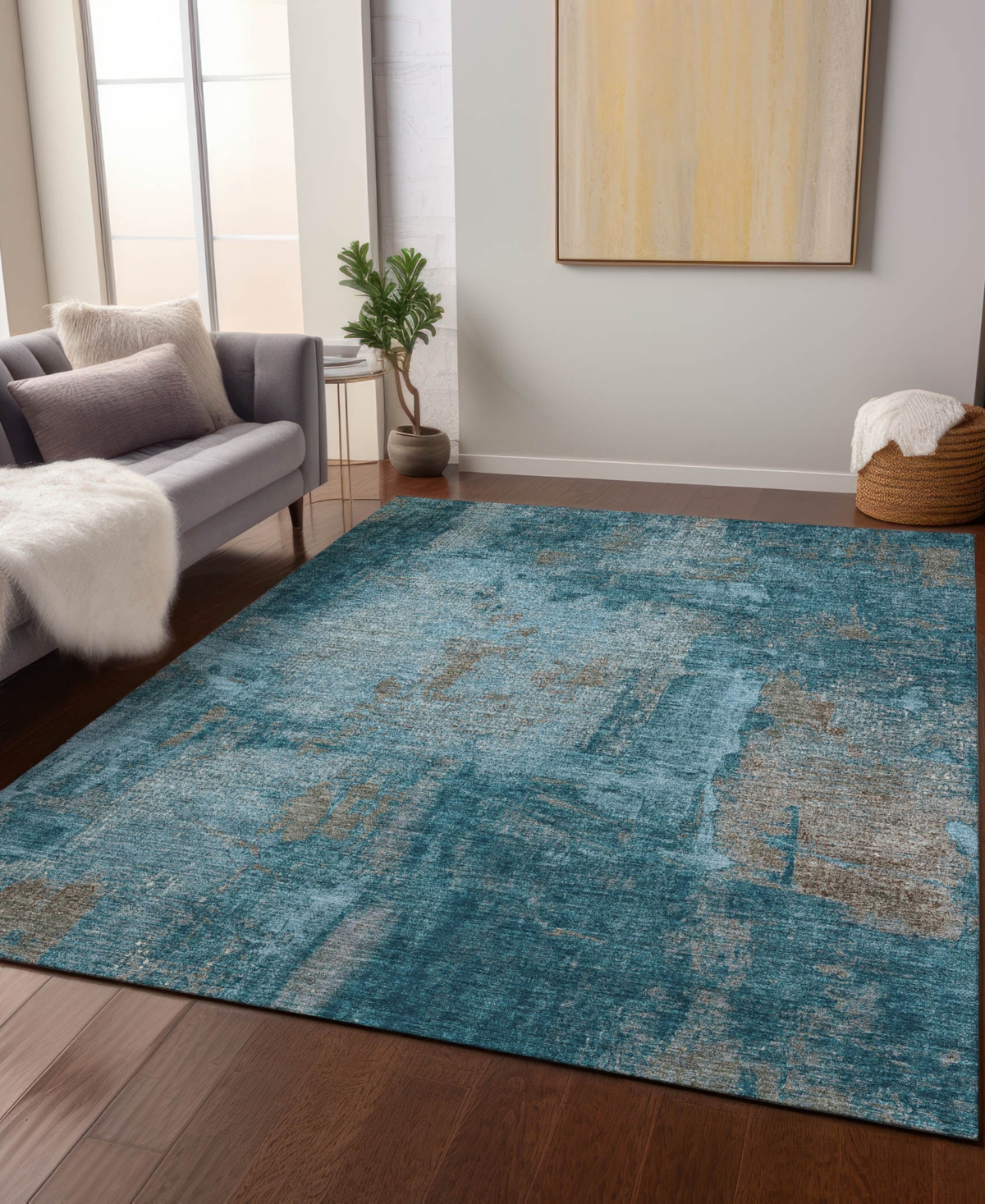Addison Chantille Machine Washable Acn989 5'x7'6" Area Rug In Teal