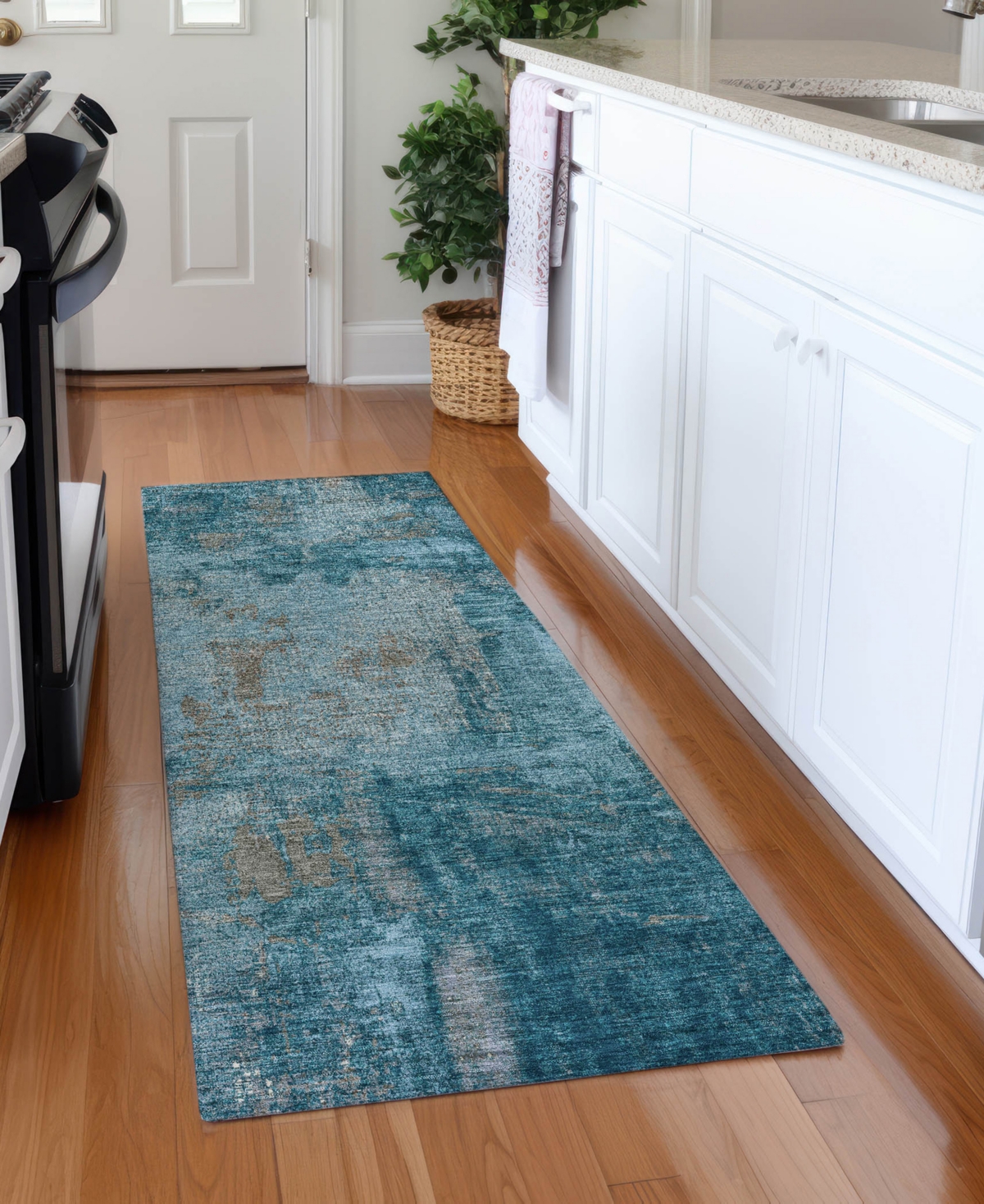 Addison Chantille Machine Washable Acn989 2'3"x7'6" Runner Area Rug In Teal