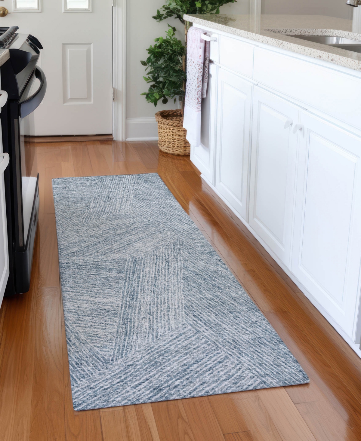 Addison Chantille Machine Washable Acn991 2'3"x7'6" Runner Area Rug In Denim
