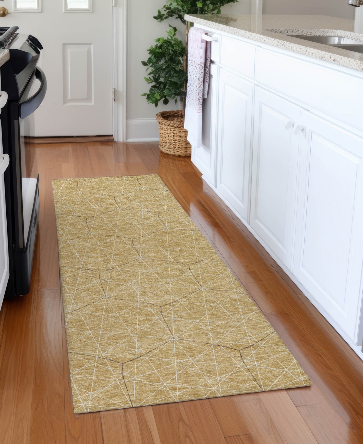 Addison Chantille Machine Washable Acn987 2'3"x7'6" Runner Area Rug In Gold