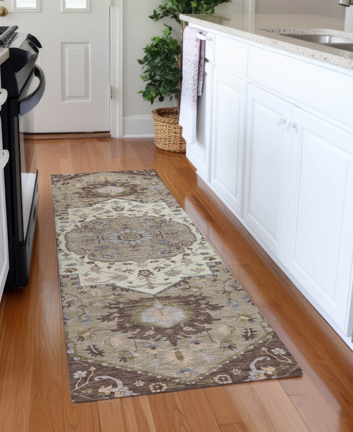 Addison Chantille Machine Washable Acn985 2'3"x7'6" Runner Area Rug In Chocolate
