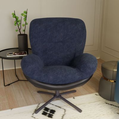 Modern 360 Swivel Lounge Chair in Navy