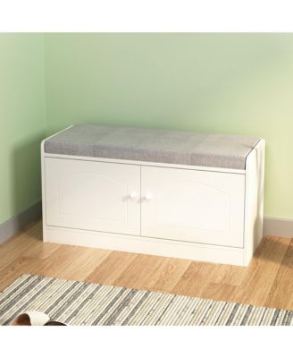Shoe Storage Bench with 2 Doors & Cushion