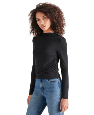 Steve Madden - Women's Elvira Drape-Neck Side-Ruched Top
