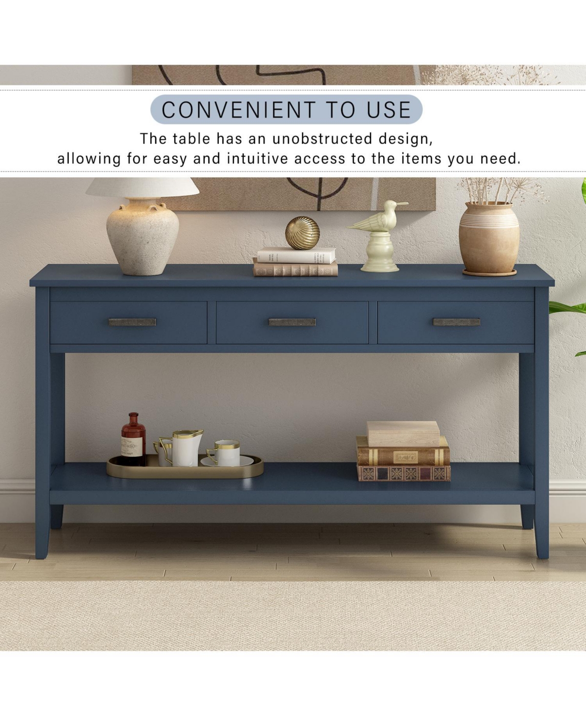 Streamdale Furniture Contemporary 3-Drawer Console Table with Shelf, Entrance Table for Entryway, Hallway, Living Room, Foyer, Corridor