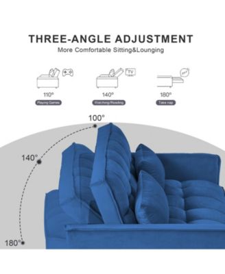3-in-1 Sleeper Sofa Velvet Futon with Adjustable Backrest