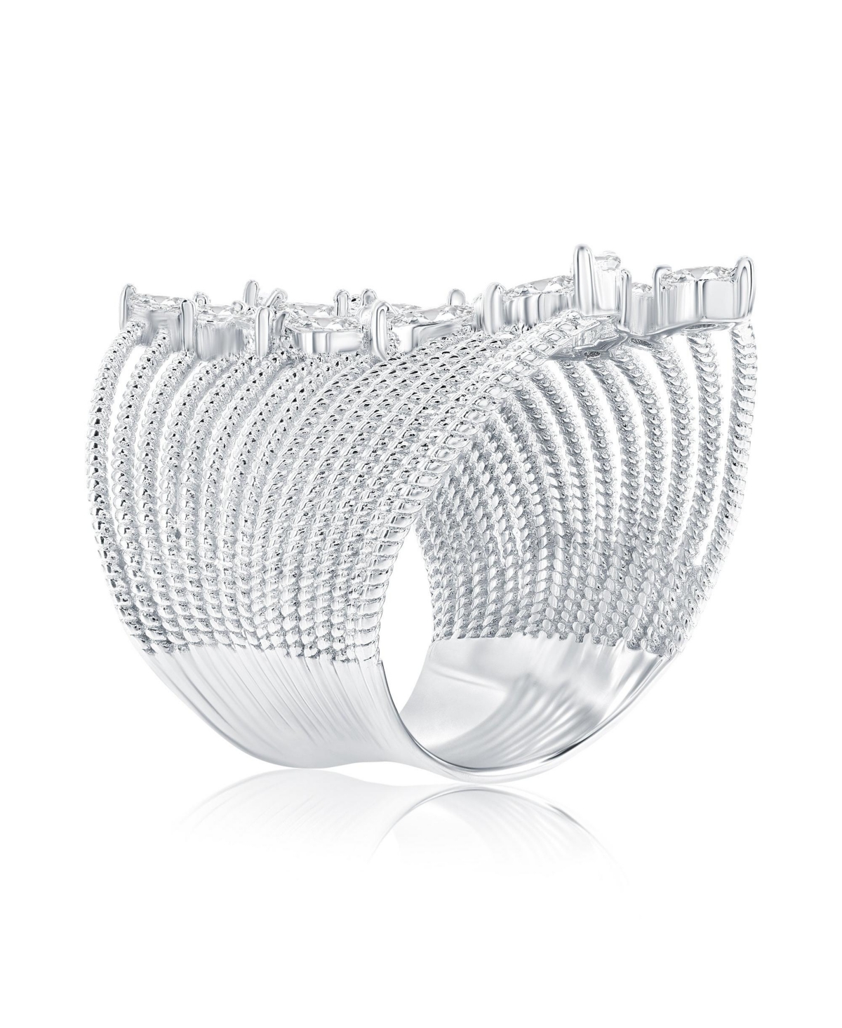 Suzy Levian New York Suzy Levian Sterling SilverMarquise Cut Cubic Zirconia Wide Open Ring - White
