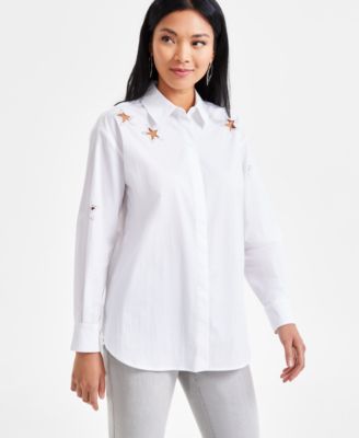 I.N.C. International Concepts - Women's Star-Embellished Button-Up Shirt