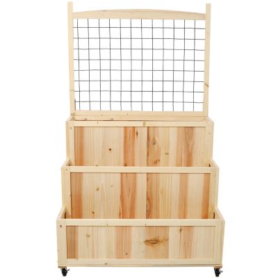 Streamdale 3-Tier Elevated Garden Trellis, Vertical Planter on Wheels 31.5" L x 24.2" W x 53" H