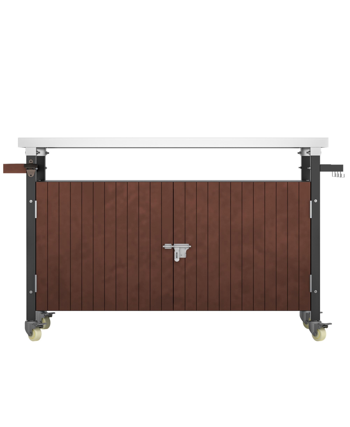 Streamdale Furniture Outdoor Grill Cart with Stainless Steel Tabletop, Storage, Patio Kitchen Island with Wheels, Hooks, and Spice Rack, Waterproof Ou