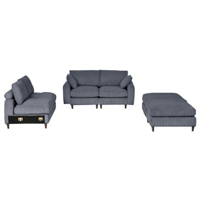 Streamdale Gray 6-Seat Convertible Corduroy Sectional Sofa