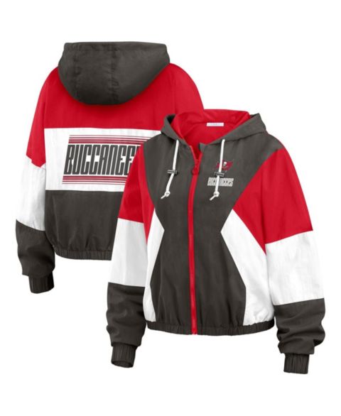 Женские куртки WEAR by Erin Andrews Women's Tampa Bay Buccaneers Plus Size Color Block Full-zip Windbreaker Jacket
