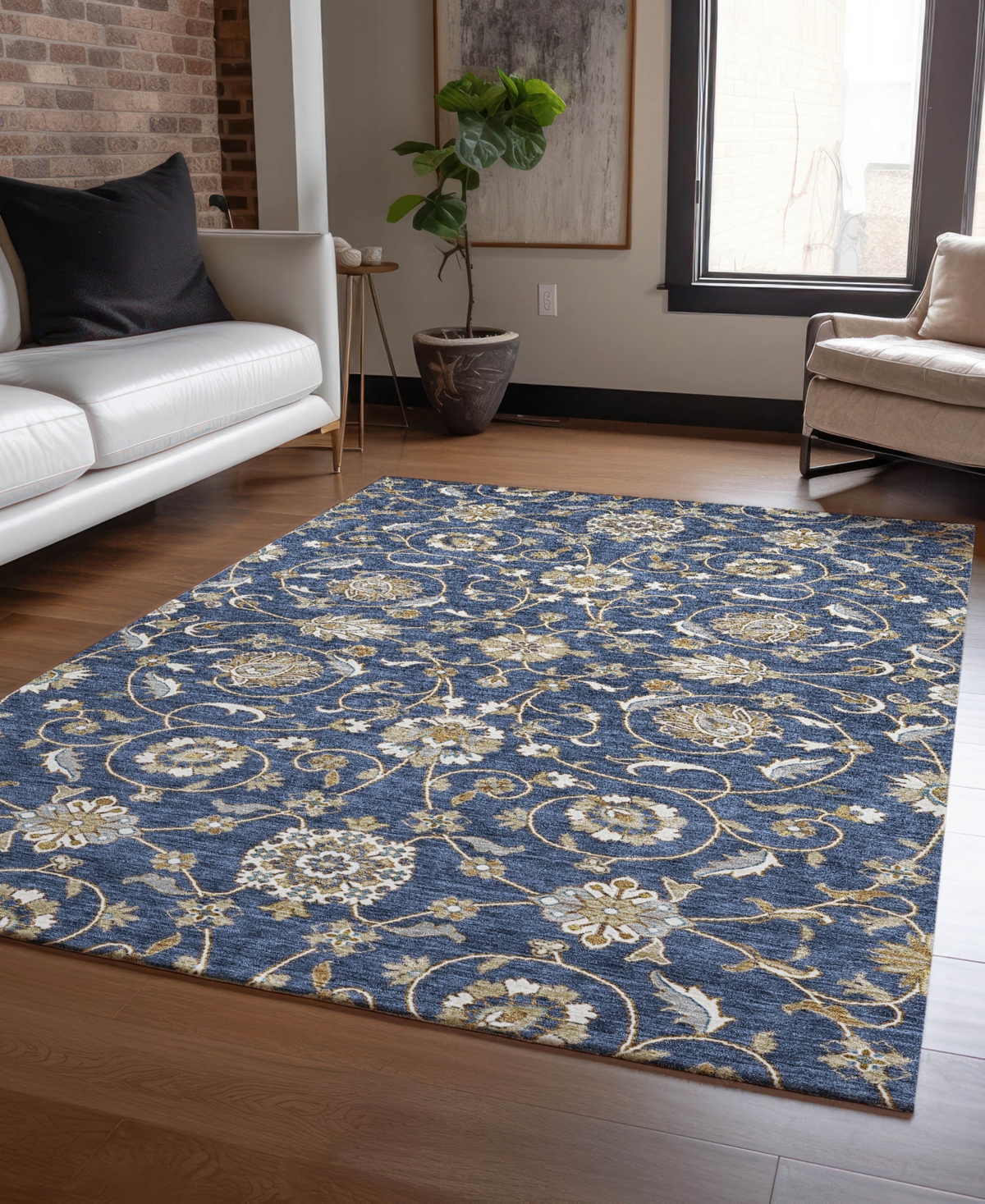 Addison Chantille Machine Washable Acn1149 5'x7'6" Area Rug In Navy