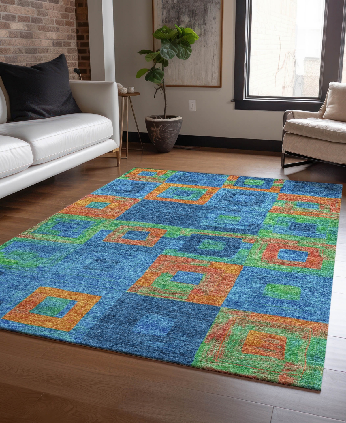Addison Chantille Machine Washable Acn1142 3'x5' Area Rug In Denim